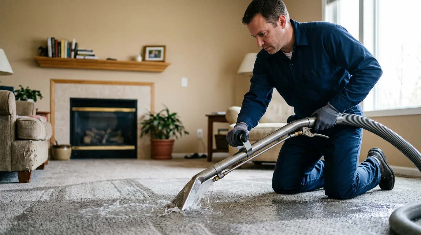 Water damage restoration technician working near Attleboro, MA